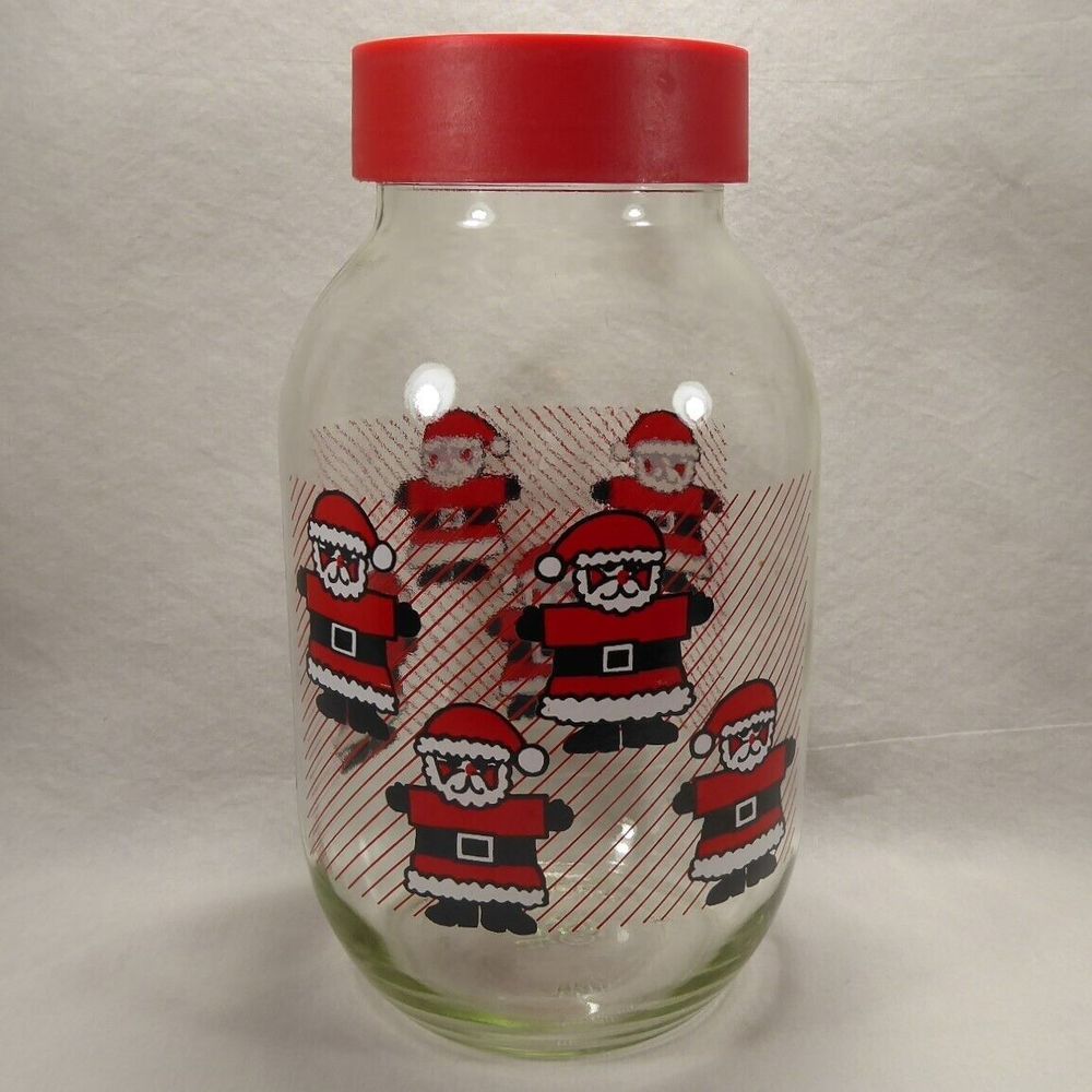 Carlton Glass 3L Santa Claus Lidded Storage Canister Jar Container Christmas USA